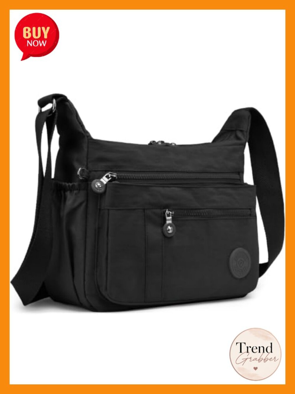 Water Resistant Nylon Crossbody Bag Multi-Pocket Travel Purse